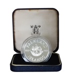 Falkland Islands, 1983 Fifty Pence Silver Proof 150th Anniversay Crown, Boxed & Royal Mint Certificate FDC