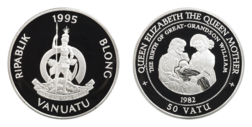 Vanuatu, 50 Vatu 1995 ' Lady of the Century' Silver Proof in Capsule with Royal Mint Certificate, Choice FDC