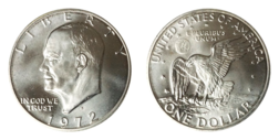 US, 1972 'EISENHOWER' Silver Dollar, issued in Capsule with Certificate, UNC