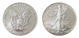 US, 1989 One Dollar, 1 Ounce 0.999 Silver Eagle, in capsule, UNC