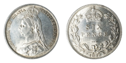 1888 Sixpence, UNC