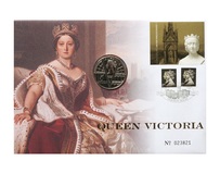 UK, 2001 Five Pounds £5 'Queen Victoria' Brilliant Uncirculated, Royal Mint / Royal Mail Coin Cover