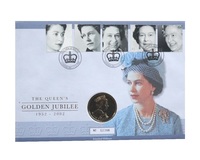 UK, 2002 Five Pounds, 'Golden Jubilee' First Day Coin Cover, Royal Mint / Royal Mail Issue