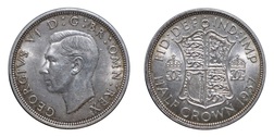 1937 George VI Silver Half crown, GVF Lustrous