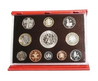 2003 Royal Mint Proof Coin Collection (11 coins) Deluxe Red Leather Case & Certificate, FDC