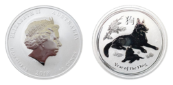 Australian, 2018 Fifty Cents Half-Ounce 0.999 Silver Lunar Coin 'Year of the Dog' Choice UNC in Capsule