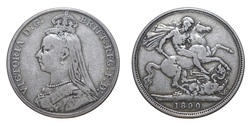 1890 Victoria Silver Crown, R/GF