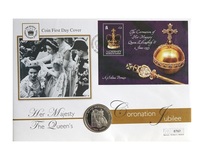 Saint Helena, 50 Pence 2003 Queen Elizabeth II Anniversary Jubilee, enclosed within a First Day Coin Cover, UNC