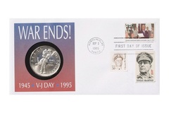 Marshall Islands, 5 Dollars 1995 ' V-J DAY' Cu-Ni First Day Coin Cover, UNC