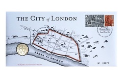 One Pound, 2010 First Day Cover reverse representing 'THE CITY LONDON' issued by the Royal Mint UNC