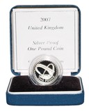 2007 UK, One Pound "Standard" Silver Proof FDC Boxed with Royal Mint Certificate of Authenticity.