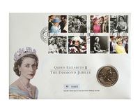 UK, 2012 Five Pounds 'The Diamond Juilee' Issued by the Royal Mint in a Large First Day Coin Cover.