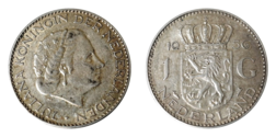 Netherlands, 1956 Silver 1 Gulden, GVF