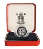 2002 UK, One Pound Silver "Piedfort" Proof FDC Boxed with Royal Mint Certificate of Authenticity.