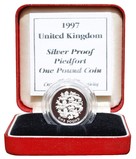 1997 UK, Silver Proof "Piedfort" One Pound Coin FDC