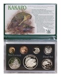 New Zealand, 1986 Proof Coin Year Set (7 Coins) including the sterling (0.925) Silver Dollar "The Kakapo Bird" FDC