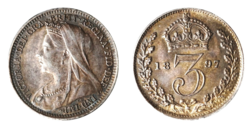1897 Threepence, GVF with Lustre