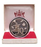 Trinidad & Tobago, 10 Dollars, 1973 Silver Proof FDC Diameter: 42mm.  (.925)  1.0408 Ounce. Sterling Silver.
