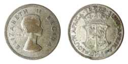 South Africa, 1953 Silver Half crown, GF