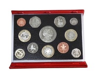 2007 Royal Mint Year Coin Collection, in 'Deluxe Red Leather Case, FDC