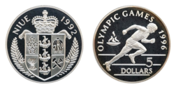 Niue, 5 Dollars1992 "Olympic Games 1996" Silver Proof in Capsule aFDC