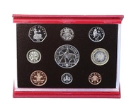 2002 Royal Mint Proof Coin Collection (9 coins) Deluxe Red Leather Case & Certificate, FDC
