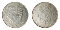 Sweden, 1954 Silver Krona, GF+