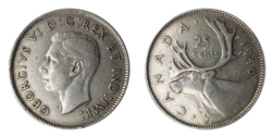 Canada, 1940 Silver 25 Cents, aVF