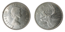Canada, 1964 Silver 25 Cents, VF