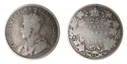 Canada, 1919 Silver 25 Cents, FAIR