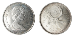 Canada, 1965 Silver 25 Cents, GVF