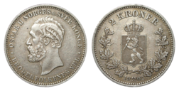1902 Norway, 2 Kroner Silver GVF, & very scarce