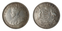 Australian, 1915 H mint mark, silver Shilling, Very Rare, VF/GVF