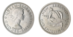 New Zealand, 1955 Shilling, GVF Scarce