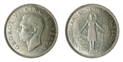 New Zealand, 1940 Silver Halfcrown, 'New Zealand's Centennial' Obverse scraping, otherwise VF