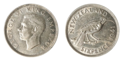 New Zealand, 1941 Sixpence, GVF with lustre, Very Rare in high grade