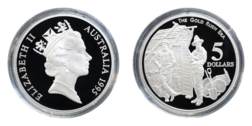 Australian, 1995 Five Dollars Masterpieces in Silver "The Gold Rush Era" Silver Proof in Capsule FDC