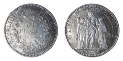 France, 1965 Silver 10 Francs, EF