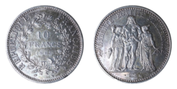 France, 1965 Silver 10 Francs, another EF