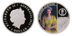 Australia, 2012 Dollar, 1 ounce 0.999 Silver Proof in Capsule Commemorating the Queen's Diamond Jubilee FDC