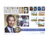 1998 £5 Five Pounds, Silver Proof 'The Prince of Wales 50th Birthday' Coin First Day Cover, Issue by Mercury Cover