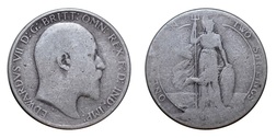 72645 Edward VII Florin (0.952) Sterling Silver, well worn