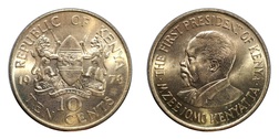 Kenya, 1978 Brass 10 Cents, UNC