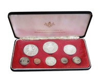 Cayman Islands, 1975 (8-coin) Proof Collection with part Sterling Silver $5 to 50 Cents, Boxed with Certificate FDC