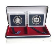 Cayman Islands, 1977 Queen's Silver Jubilee Pair of Sterling Silver Proof Crowns, Struck at the Royal Canadian Mint, Cased with Certificate FDC