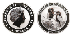 Australia, 2013 Dollar Kookaburra 1oz troy 0.999 silver in Capsule UNC