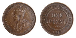 Australia, 1919 Bronze Penny (m) Dot below bottom scroll, GVF Scarce