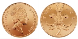 Decimal 1989 Two Pence Coin, ex Set Choice BU