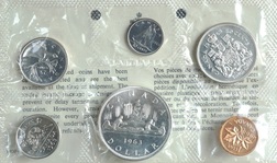 Canada, 1963 Mint Sealed (6-Coins) Brillaint Uncirculated part (4) Coin Silver Collection