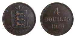 Guernsey, 1885H 4 Doubles, GF/aVF